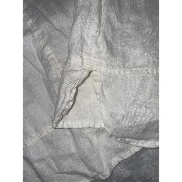 Andrea Jovine Quiet Luxury Minimalist Basic Organic 100% Linen White Blouse Top - Picture 11 of 15